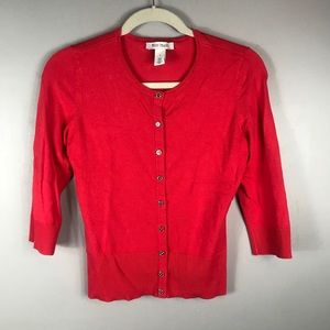 White House coral cardigan size small